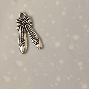 Antiquated Silver Metal Ballet Slippers Charm